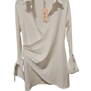 Elegant White Wrap Dress by Micas